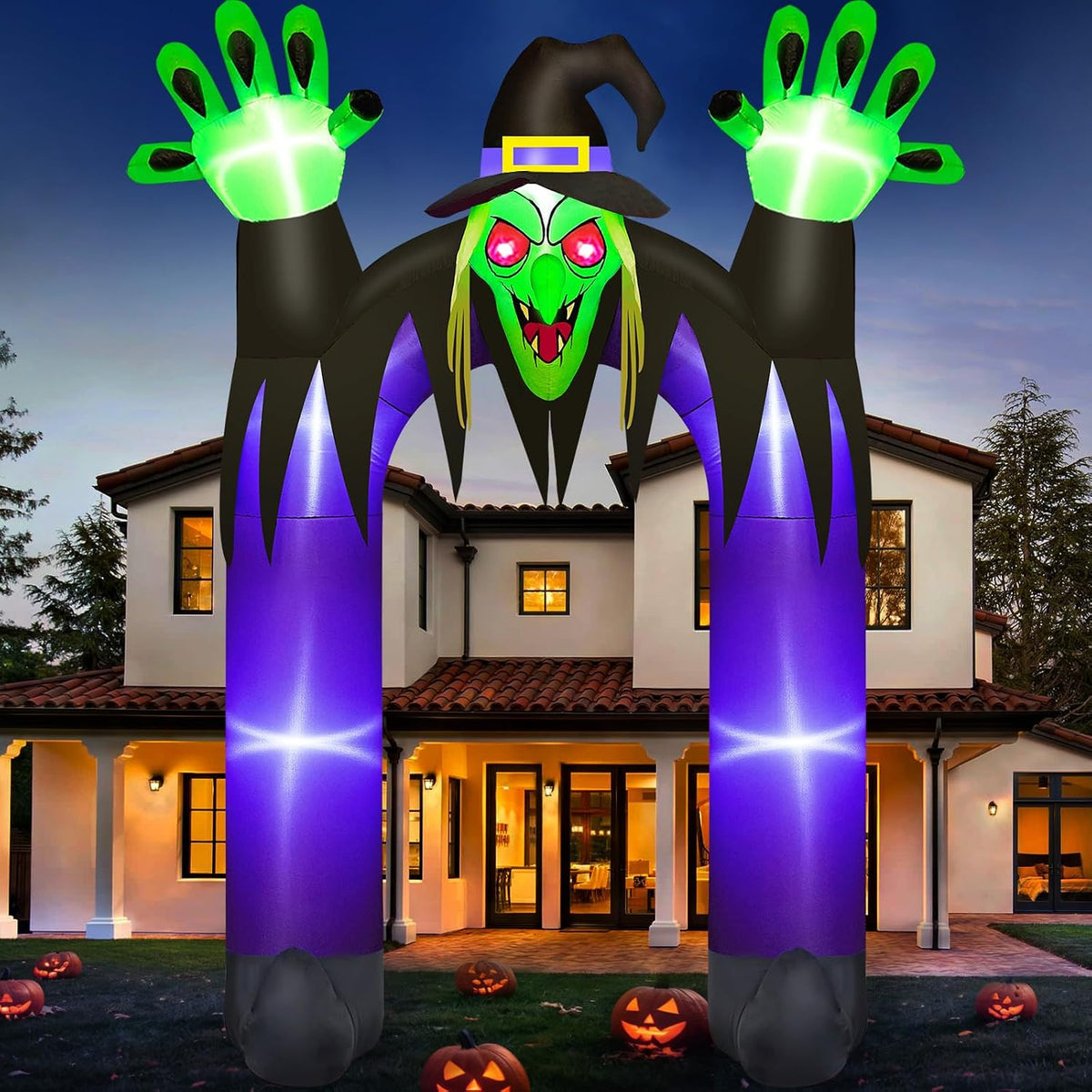 Danxilu 10FT Tall Halloween Inflatables Witch Archway Outdoor Decorations