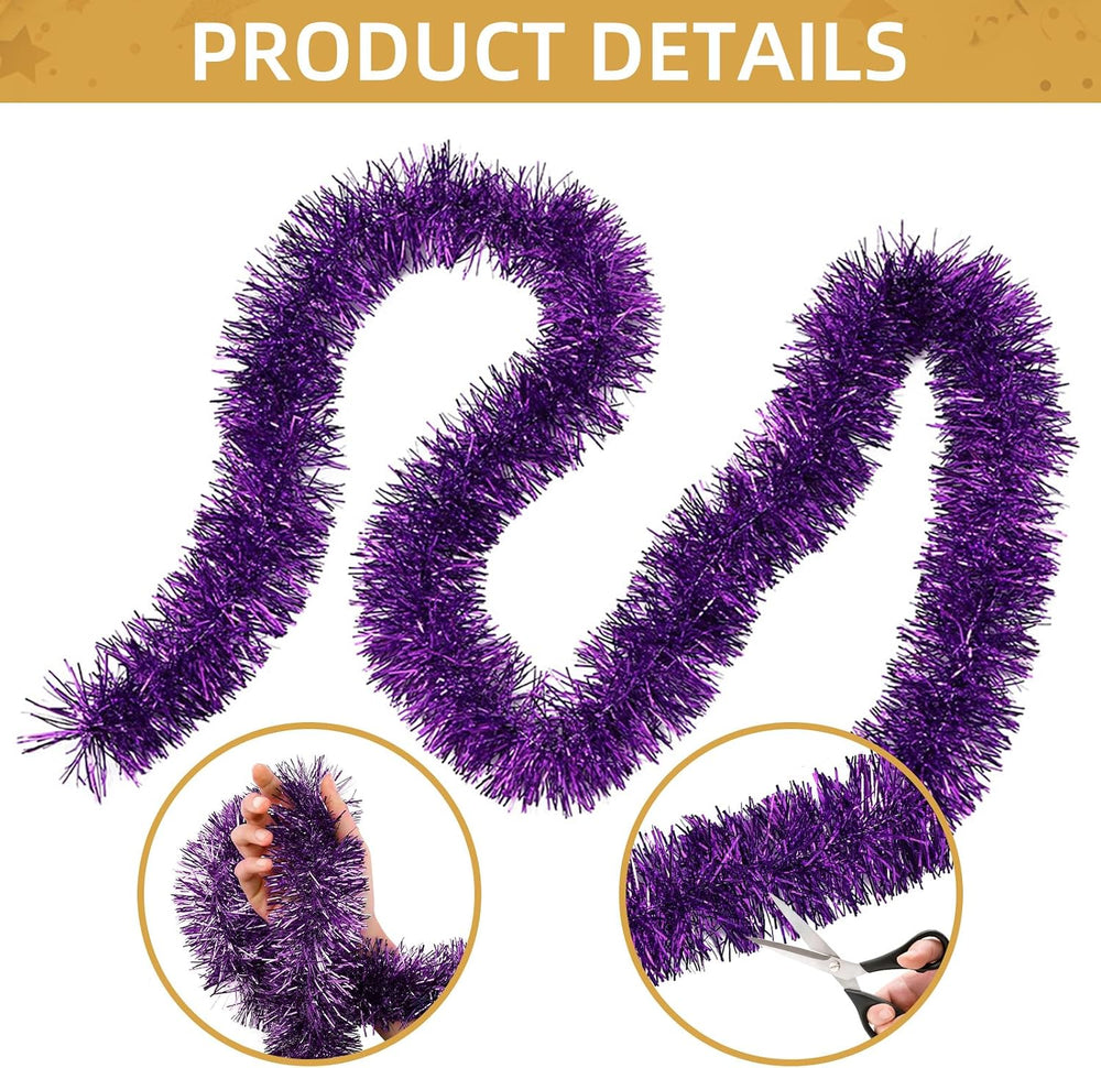 150 FT Purple Tinsel Garland - Holiday Tinsel Garland for Christmas, Hallowee...