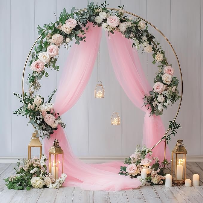 Wedding Arch Draping Fabric 4 Panels 28.7" x 20FT Blush Pink Sheer Chiffon Backdrop Drapes for Wedding Ceremony Birthday Party Bridal Shower Outdoor Decoration