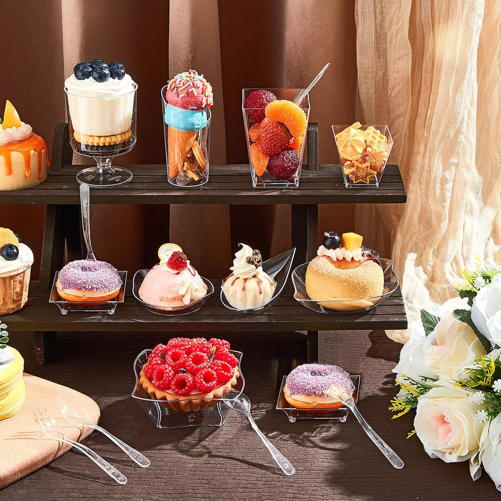 Tessco for you 400 Pcs Mini Appetizer Plates Dessert Cups, Clear