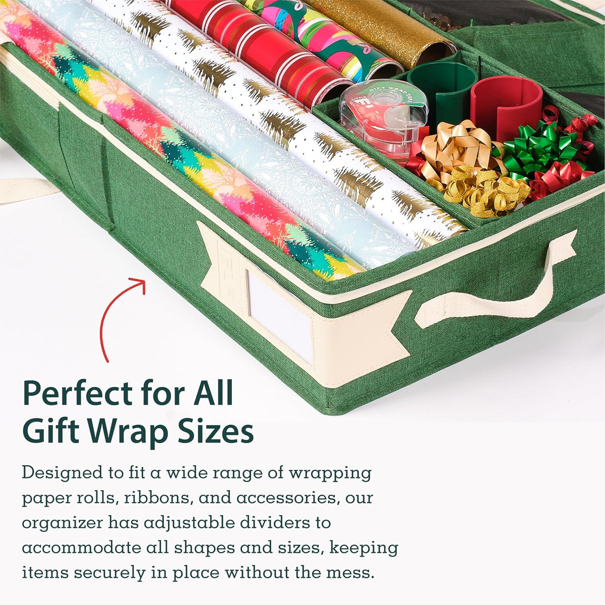 little elf premium wrapping paper storage organizer, easy, package contents