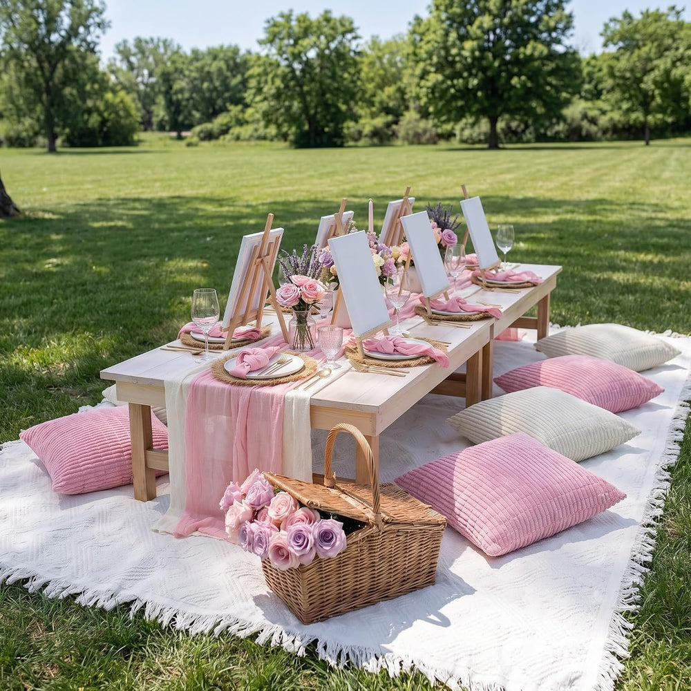 14 Pack Extra Large Pink Picnic Blanket Kit 91x71'' Outdoor Boho Pink...