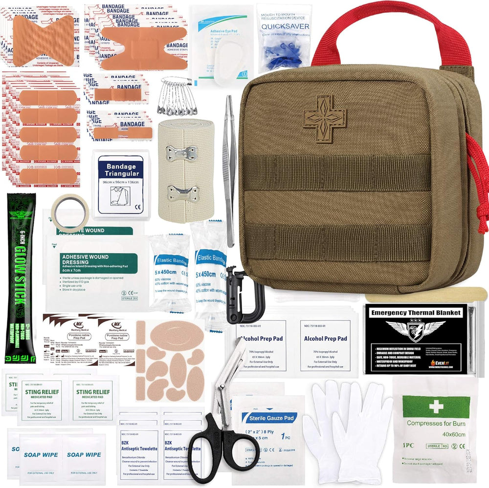 Everlit 180 Pieces Tactical First Aid Kit IFAK Molle EMT Pouch Outdoor Campin...