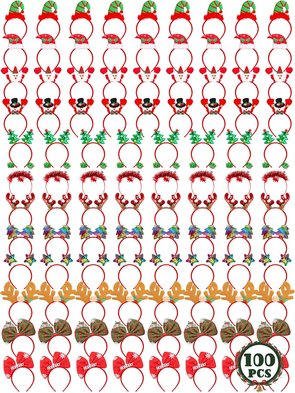 100 Pcs Christmas Headband, Christmas Headbands for Women Xmas Headbands for ...