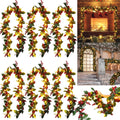 6 Pcs Christmas Garland 36 ft 30 LED Berry Greenery Fireplace