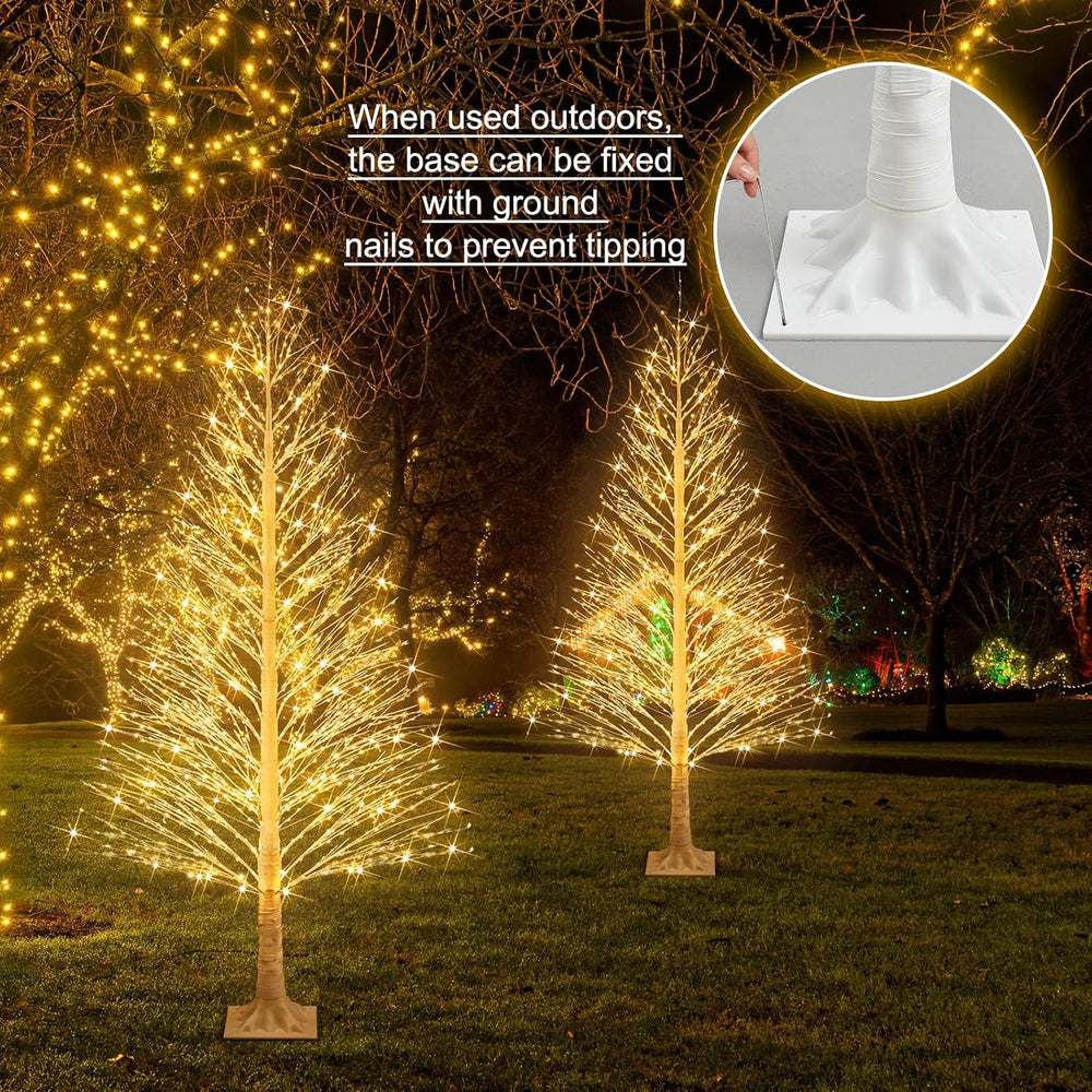 Rossesay 1 Pack 7ft-1500led Christmas Lighted Birch Tree Warm White Lights
