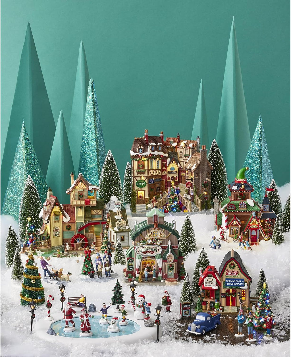 lemax smitty's brewery, battery-operated(4.5v), lighted buildings, #45223 showing dimensions