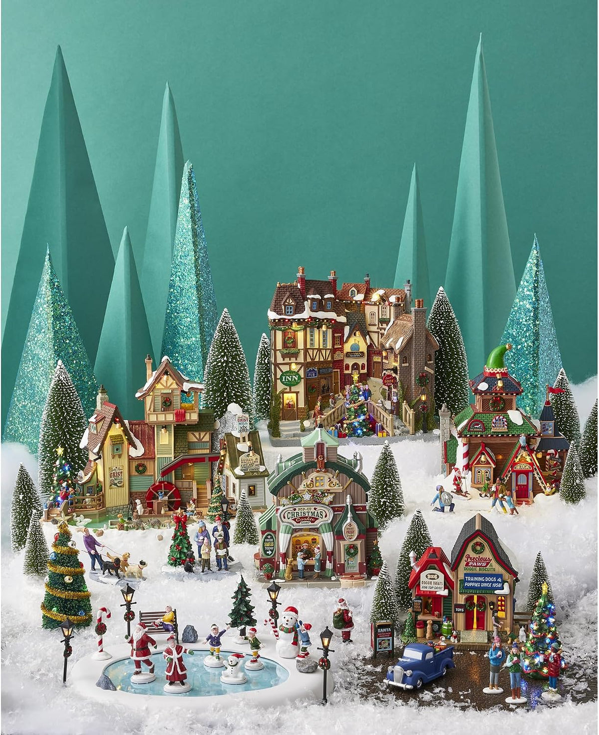 lemax smitty's brewery, battery-operated(4.5v), lighted buildings, #45223 showing dimensions