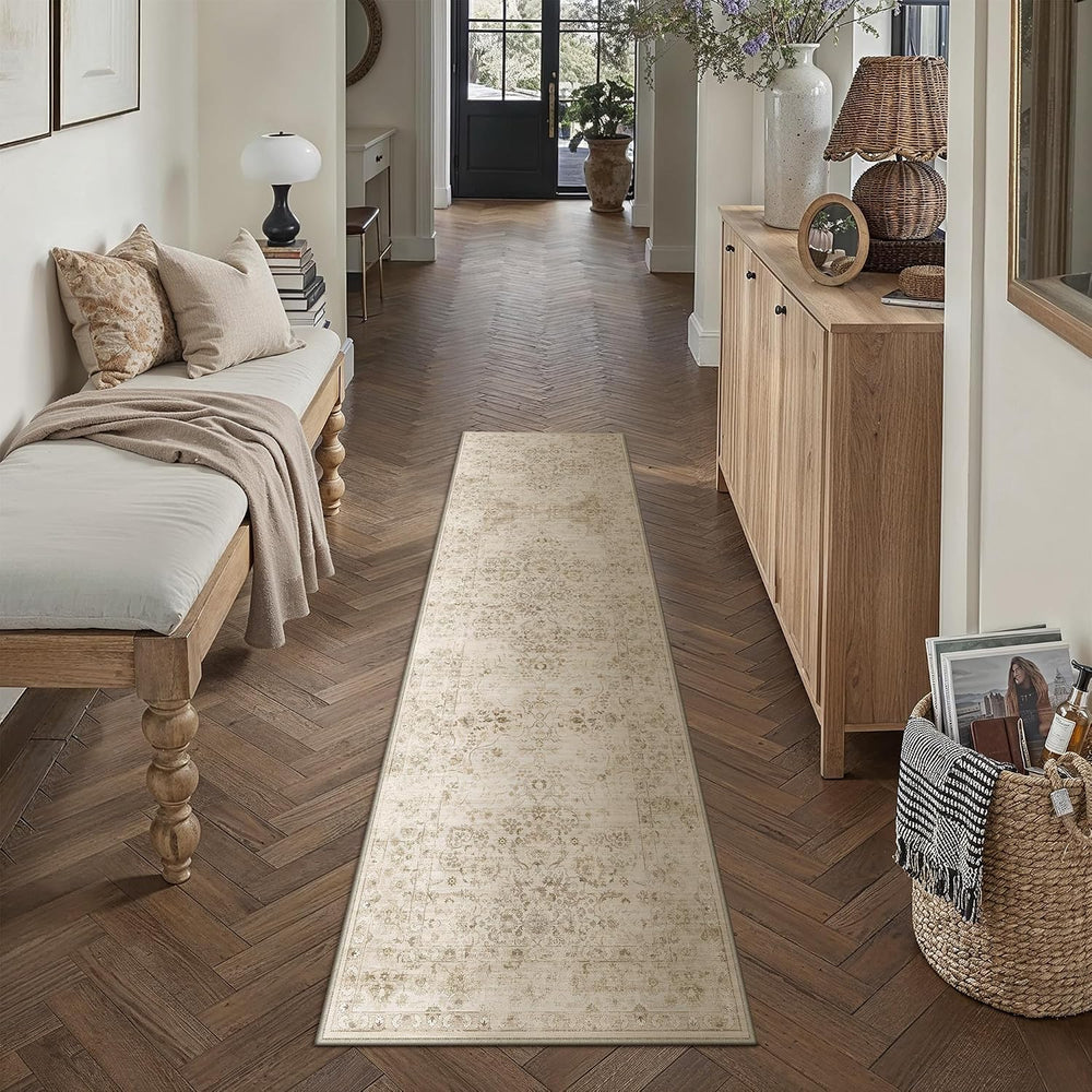Hugear 2x5 Beige Neutral Runner Rug