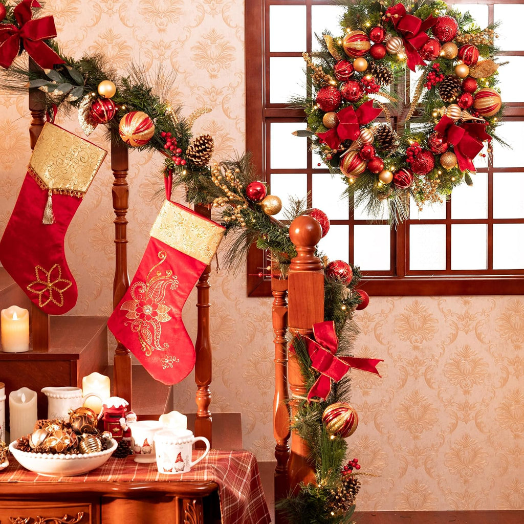 valery madelyn 30" pre-lit large christmas wreath for shown in use