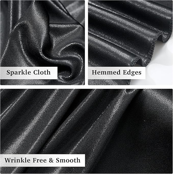 30ftx10ft Black Sequin Backdrop Curtain for Parties, Wrinkle Free Glitter Photo Backdrop Drapes 6 Panels 5x10FT Back Drop Cloth Shimmer Fabric for Wedding Birthday Photography Background