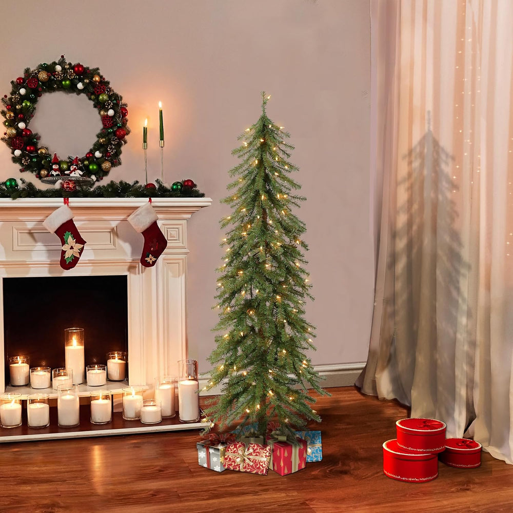 Puleo International Pre-Lit 6' Alpine Artificial Christmas Tree with 200 ...