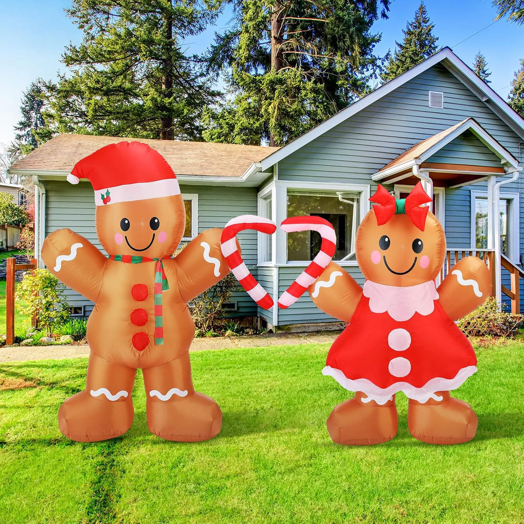 Soulchen 2 Sets 5 ft Christmas Gingerbread Man Inflatable Outdoor with LED