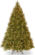 National Tree Company Pre-Lit 'Feel Real' Artificial Full Downswept Christmas Tree, Green, Douglas Fir, White Lights, Includes Stand, 9 feet