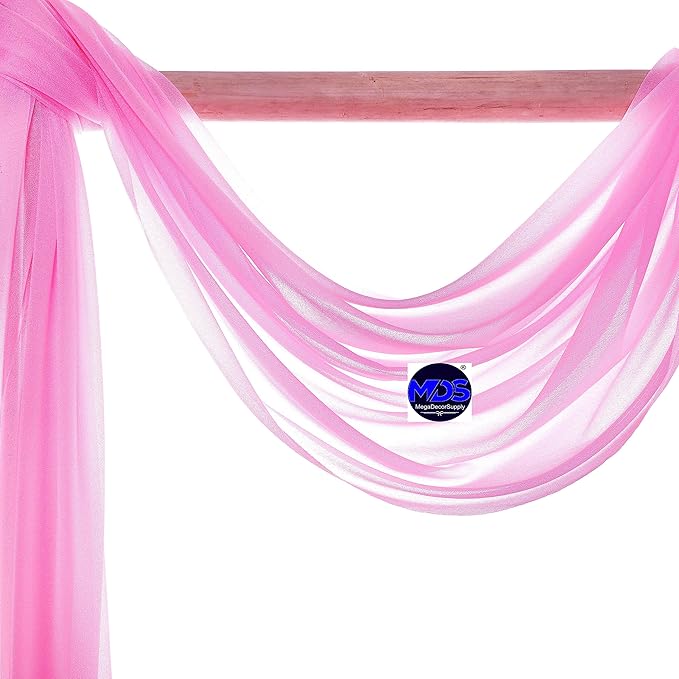 MDS Halloween Chiffon Draping Fabric - 2 Panel, 30" Wide x 30ft Long - Sheer Spooky Arbor & Canopy Drapery for Haunted House Backdrops, Party Ceilings, DIY Costumes & Themed Events - Bubblegum Pink (Pack of 2)