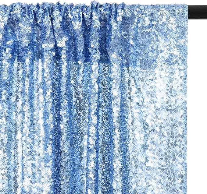 Eternal Beauty Baby Blue Sequin Backdrop, 10x10 Ft Glitter Background Curtains for Shimmer Photography Party Wedding Birthday Back Drop Decor
