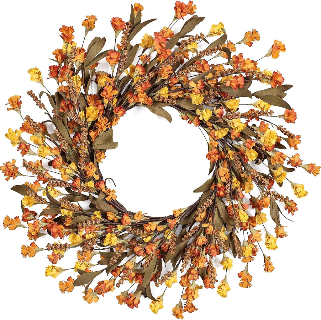24 Inch Fall Wreaths for Front Door, Fall Decor Floral Wreath