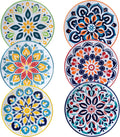 LEHAHA Porcelain Appetizer Plates Set of 6, 6 Inch Small Ceramic Dessert Plates, 6-Piece Floral Round Plates for Salad, Appetizer, Snack, Microwave & Dishwasher Safe