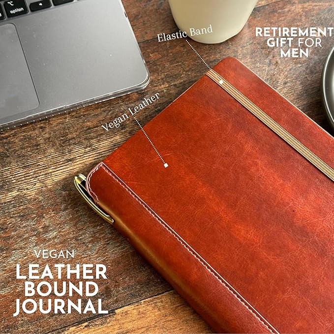 SETTINI® Lined Journal - Classic Journal for Writing Gift Set - Hardcover Vegan Leather, Includes Luxury Pen in a Unique Pen Holder, 192 Pages, 6 x 8.5 inches, Birthday Gift