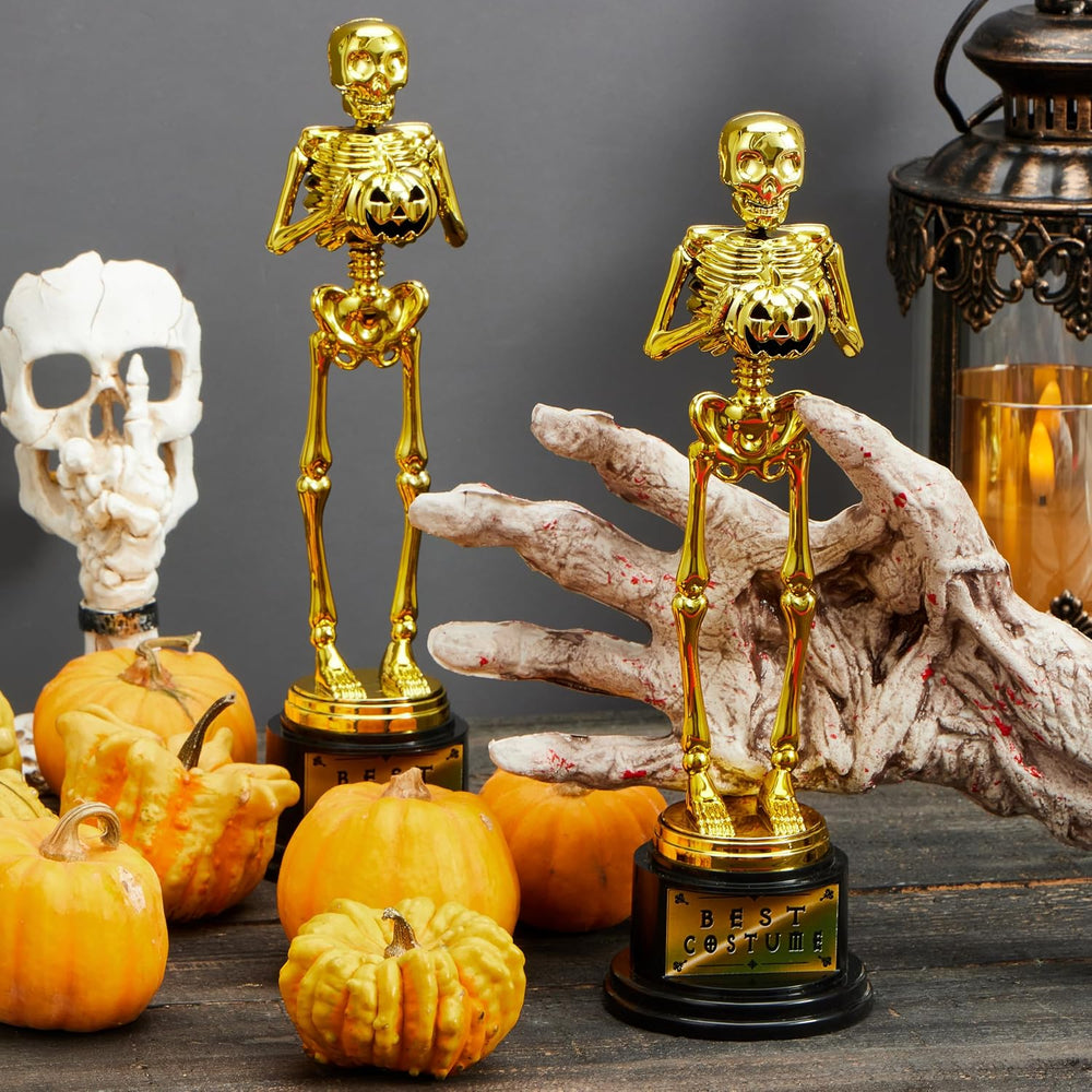 JOYIN 2 PCS Halloween Trophy Best Costume Skeleton Awards 10.6×3.2” for Hallo...