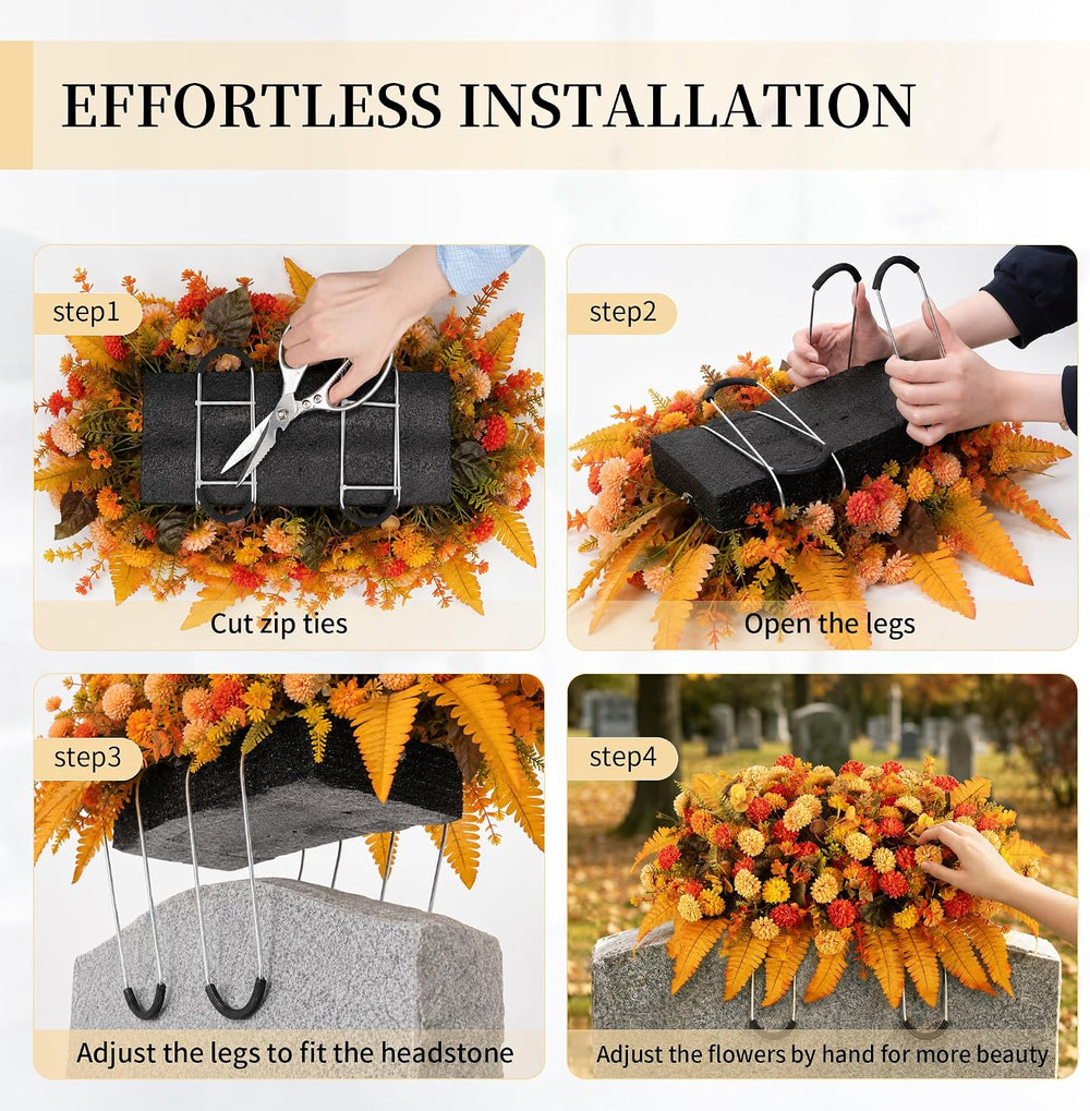 Fall Flowers for Cemetery Decorations: Headstone Flower Saddle