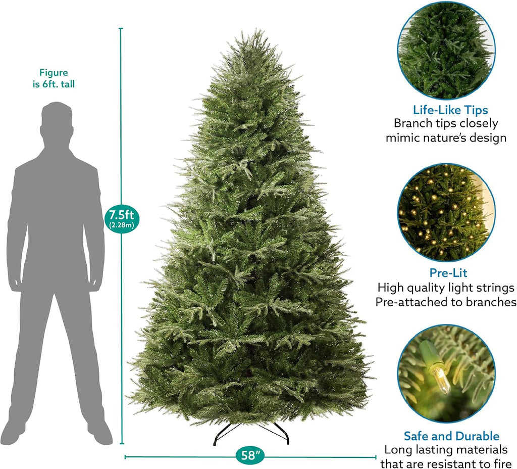 Naomi Home Camden 7.5 ft Pre-Lit Christmas Tree, 600 Warm Lights