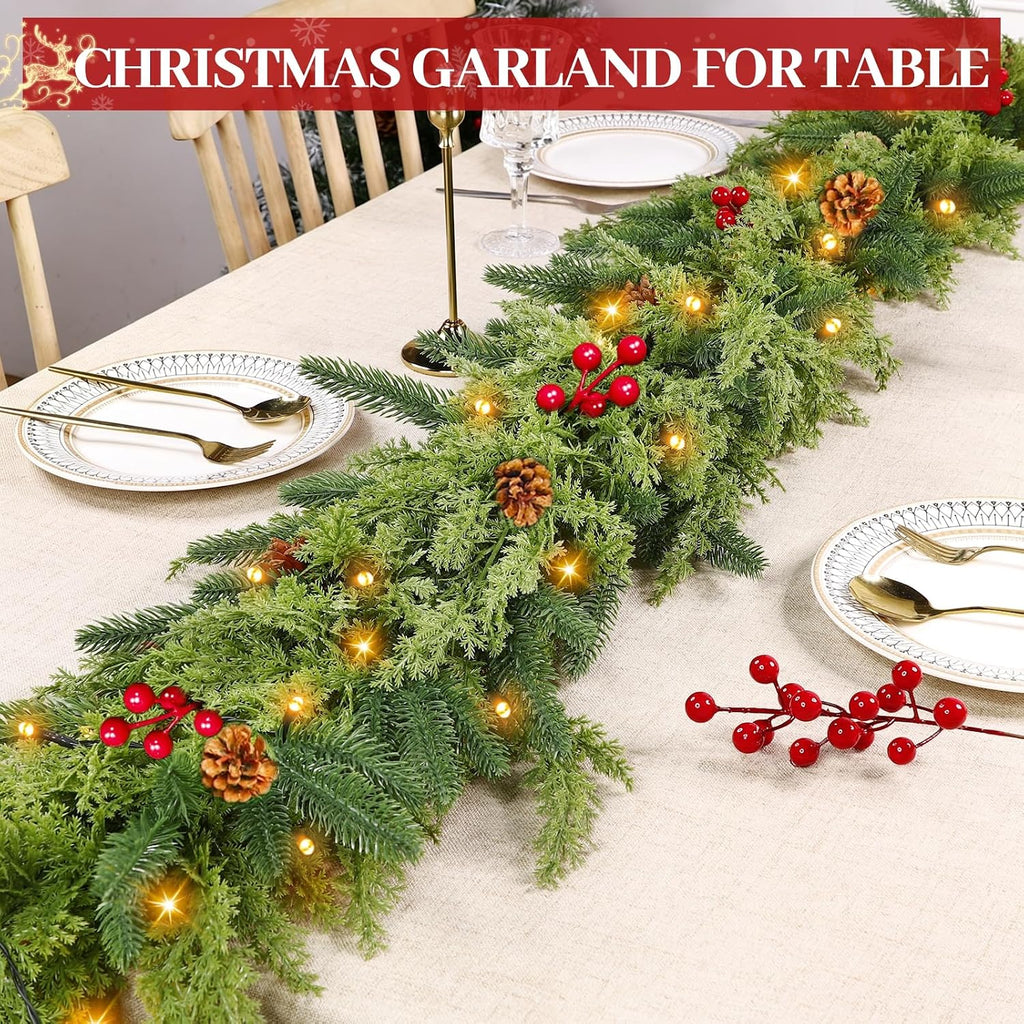 Timer 6 Ft by 12 in Lighted Christmas Garland Real Touch Cedar Garland