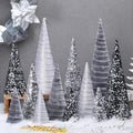 Ireer 12 Pcs Silver Gray Christmas Velvet Cone Tree Table Centerpiece Decor