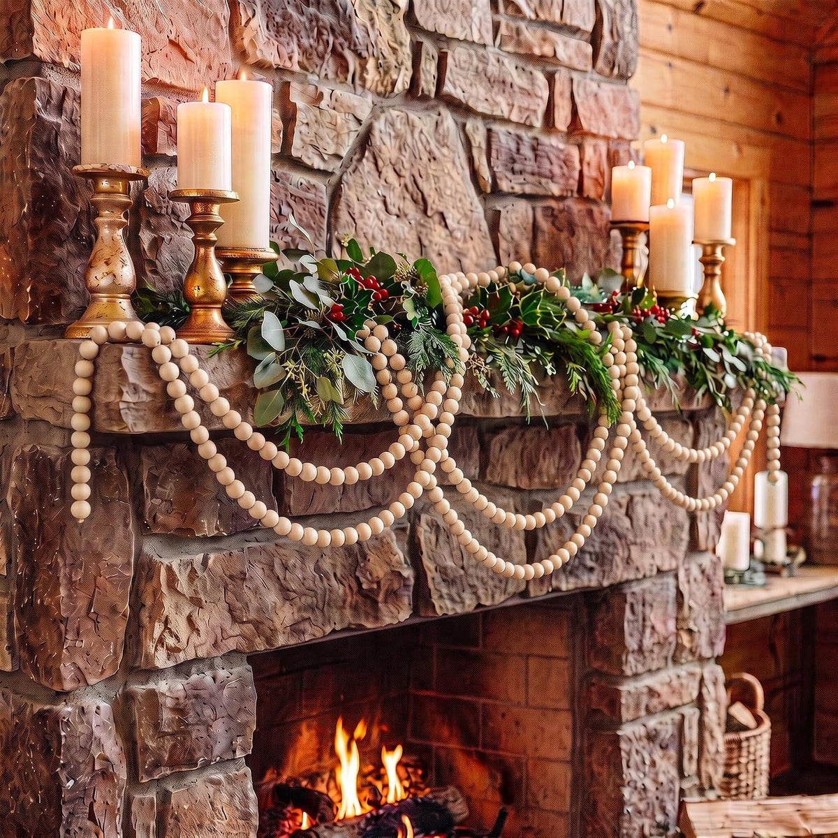 zennex 65.6 ft christmas wooden bead garland 2, package contents