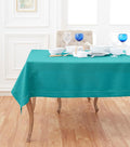 Solino Home Linen Teal Tablecloth 60 x 120 Inch - Classic Hemstitch, 100% Pure Linen Rectangular Tablecloth - Machine Washable Table Cloth for Fall, Autumn, Thanksgiving, Christmas