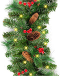 Best Choice Products 9ft Pre-Lit Holiday Pre-Decorated Christmas Garland for Stairs, Fireplace, Decoration w/PVC Tips, 50 LED Lights, Pine Cones, Berries