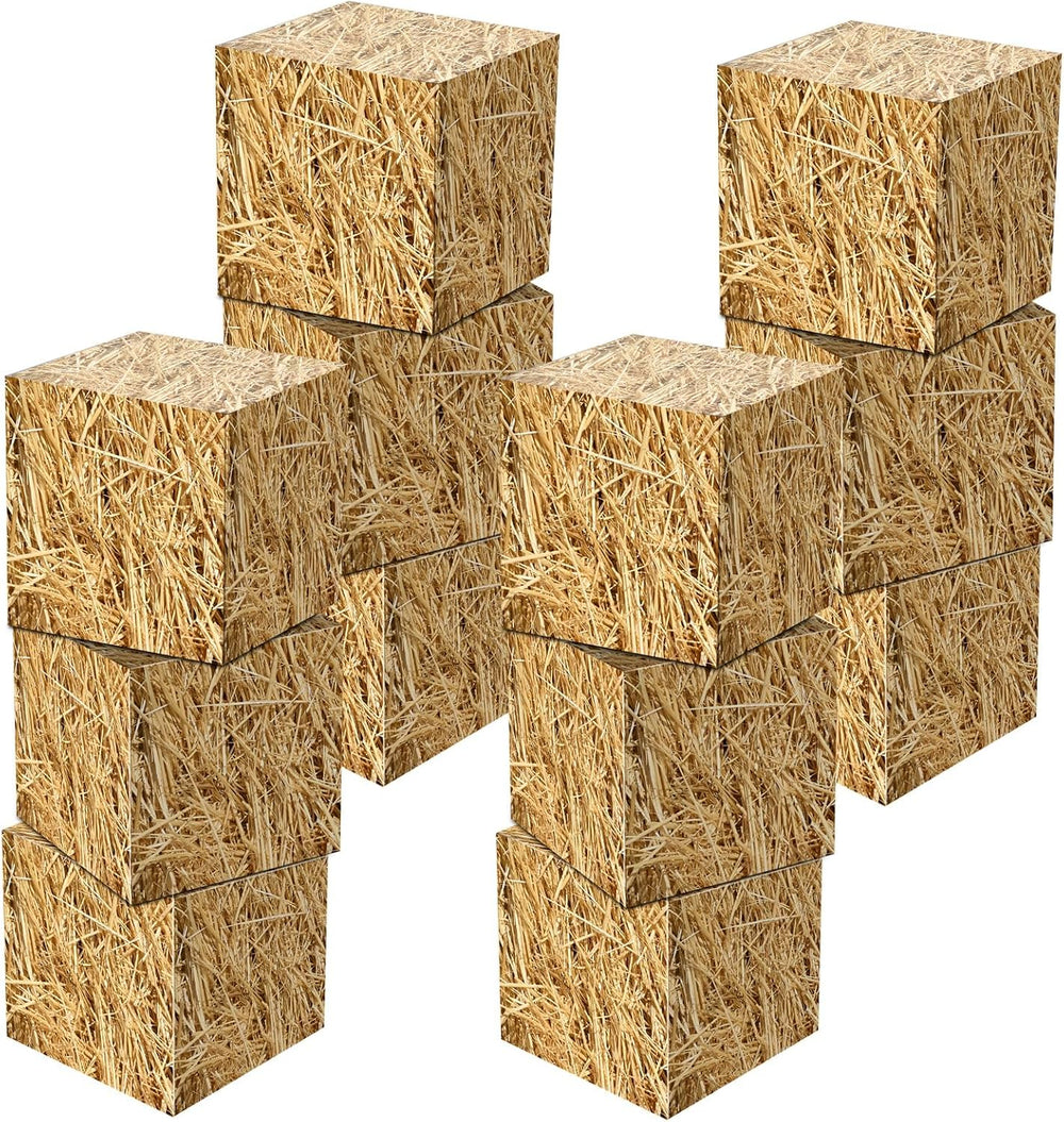 YLOLUL 12 Pcs Hay Bales Boxes Large Decor Bulk Western Cowboy Party Decoratio...