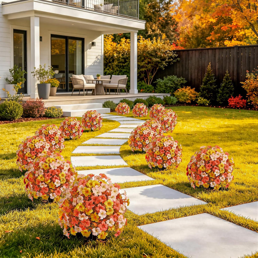 SHareconn 2Pcs Artificial Fall Flowers for Outdoors UV Resistant Decoration