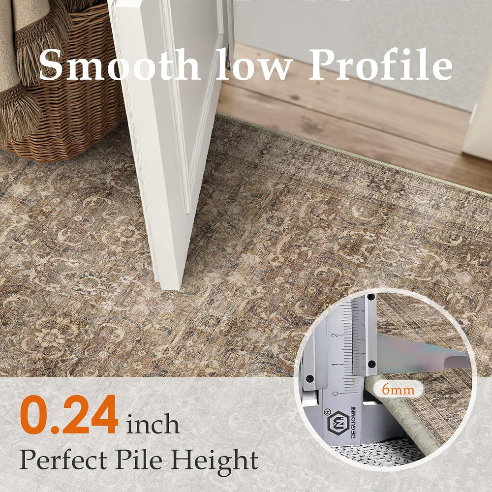 HUGEAR 2x6 Brown Vintage Distressed Washable Runner Rug for Hallway