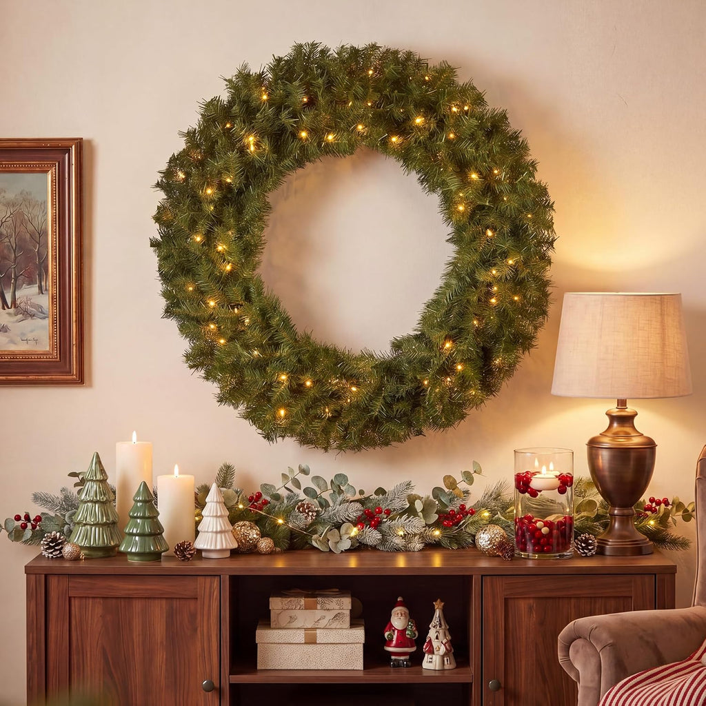 national tree company 36" norwood fir wreath with shown in use