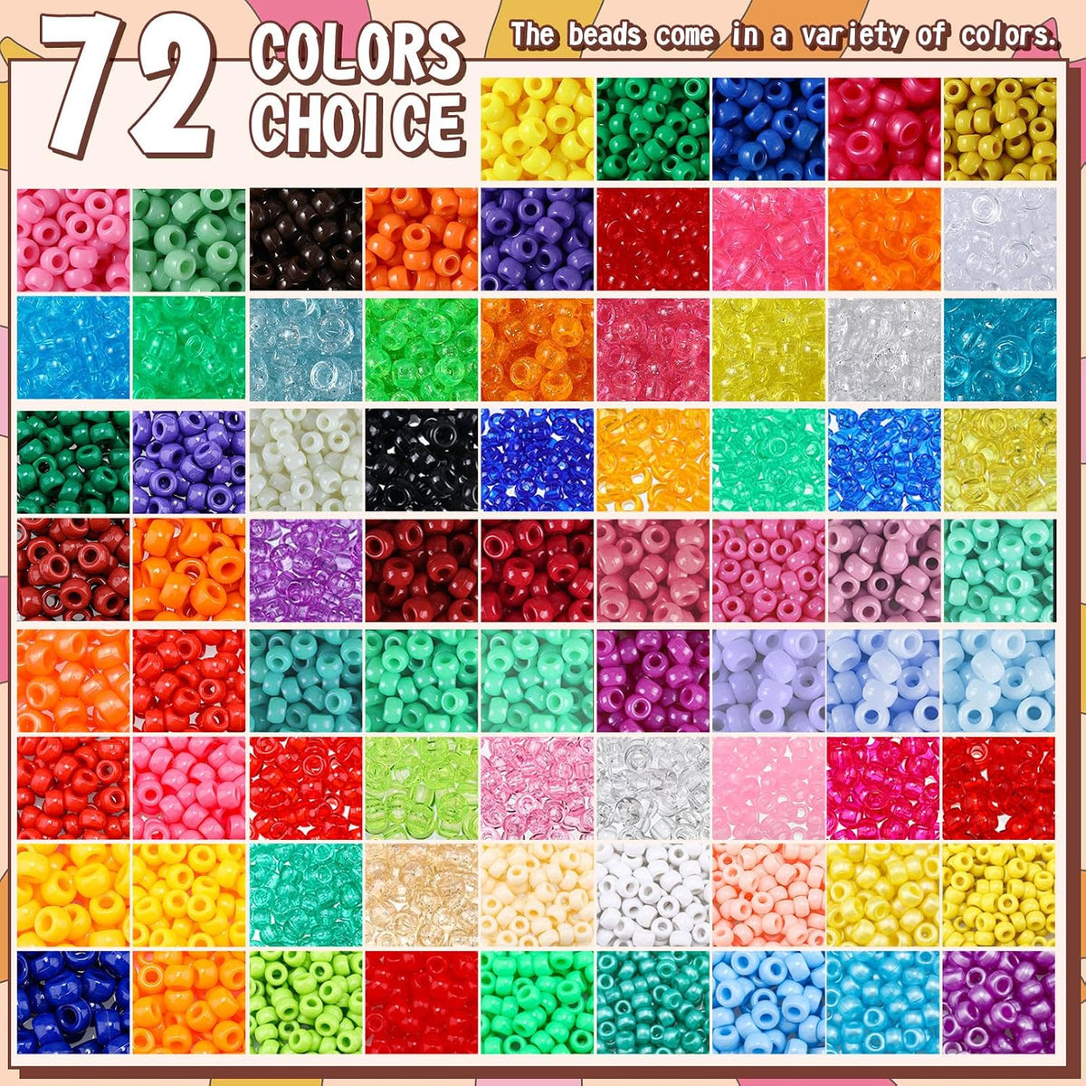 huquary 21000 pcs pony beads bulk,kandi beads, 40 shown in use