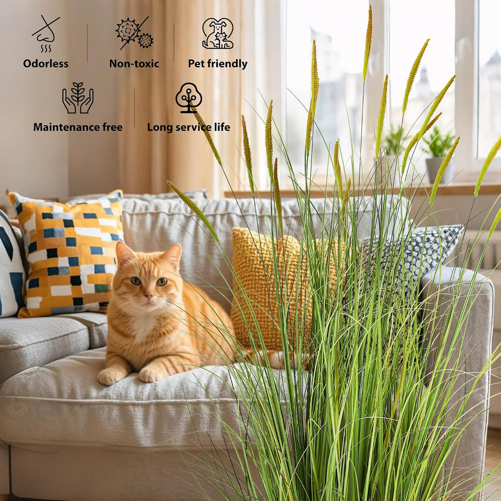 3ft 2-Pack Artificial Cattail Reed Grass, 35in Artificial Indoor Outdoor Fake...