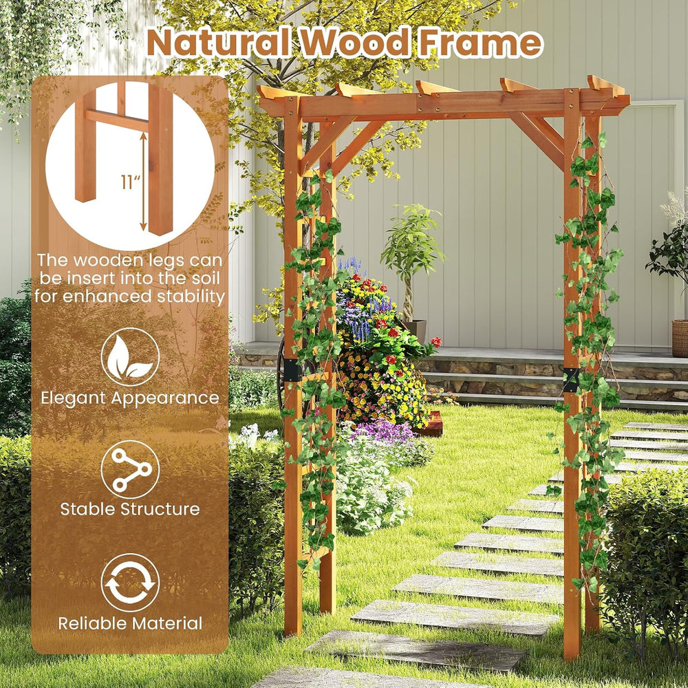 Giantex 7FT Wooden Garden Arbor Trellis, Wood Wedding Arch for Ceremony