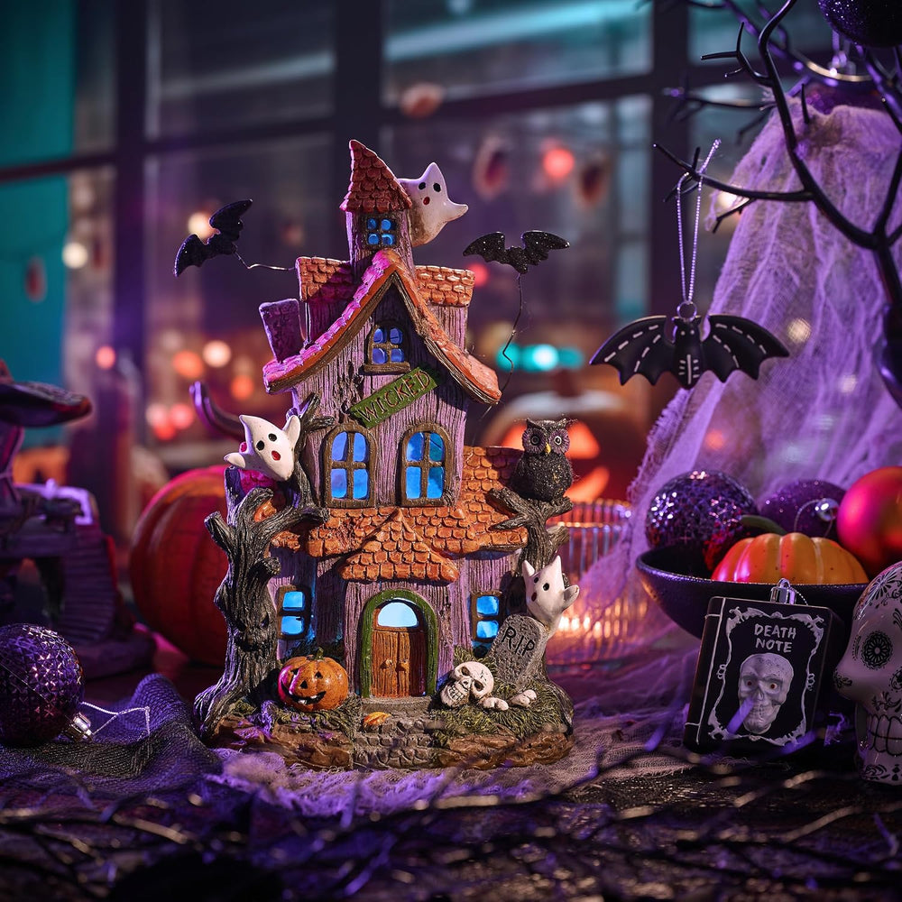 Valery Madelyn Halloween Decorations, Lighted Halloween Village Houses with L...