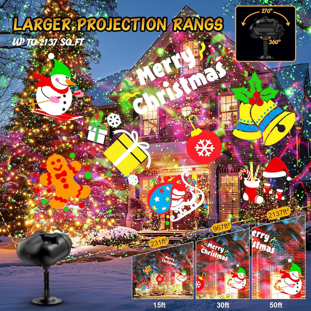 christmas projector lights outdoor with ocean wave &, side view