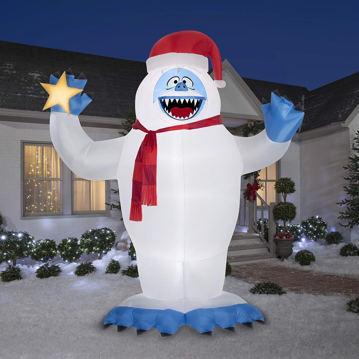 gemmy christmas inflatable colossal 12ft bumble with star shown in use