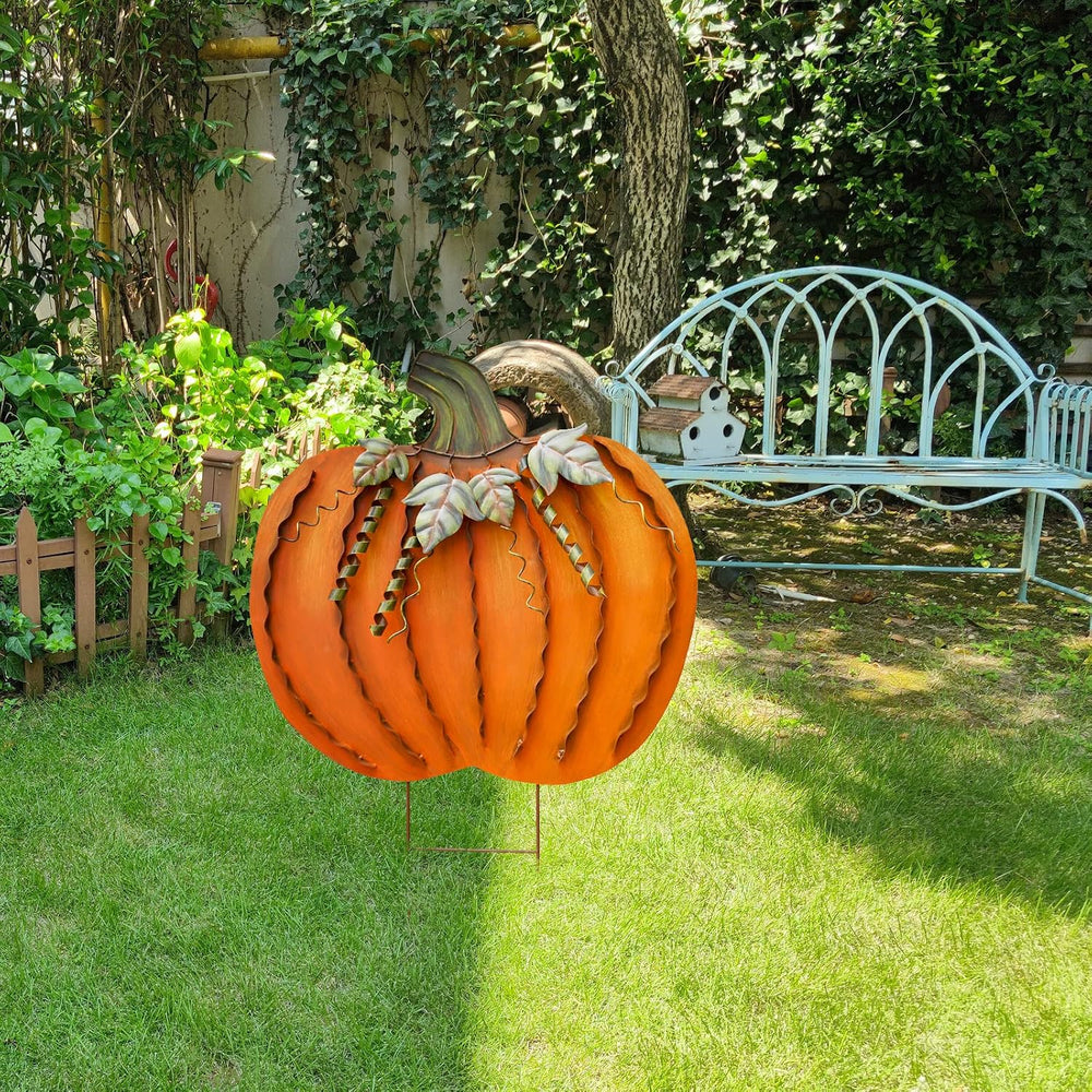 Pumpkin Garden Stakes Sign Outdoor Fall Decor Autumn Yard Stake Lawn Art