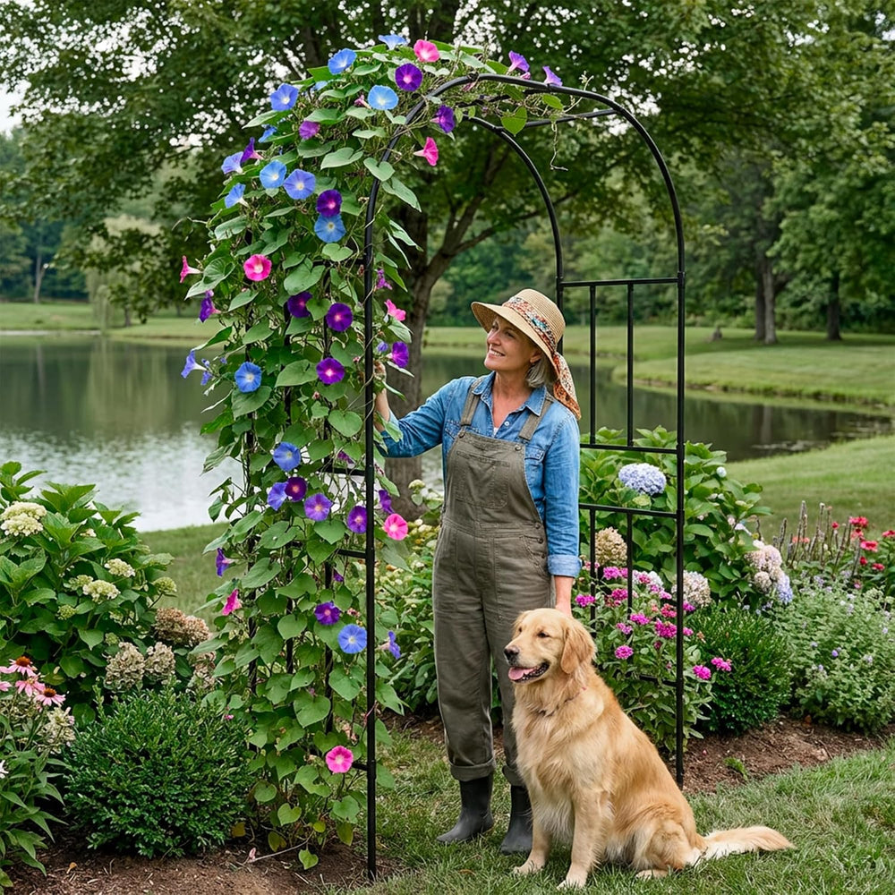 Extra Heavy Duty Garden Arch Trellis, 59.1 x 94.8 in, 1-Inch Poles