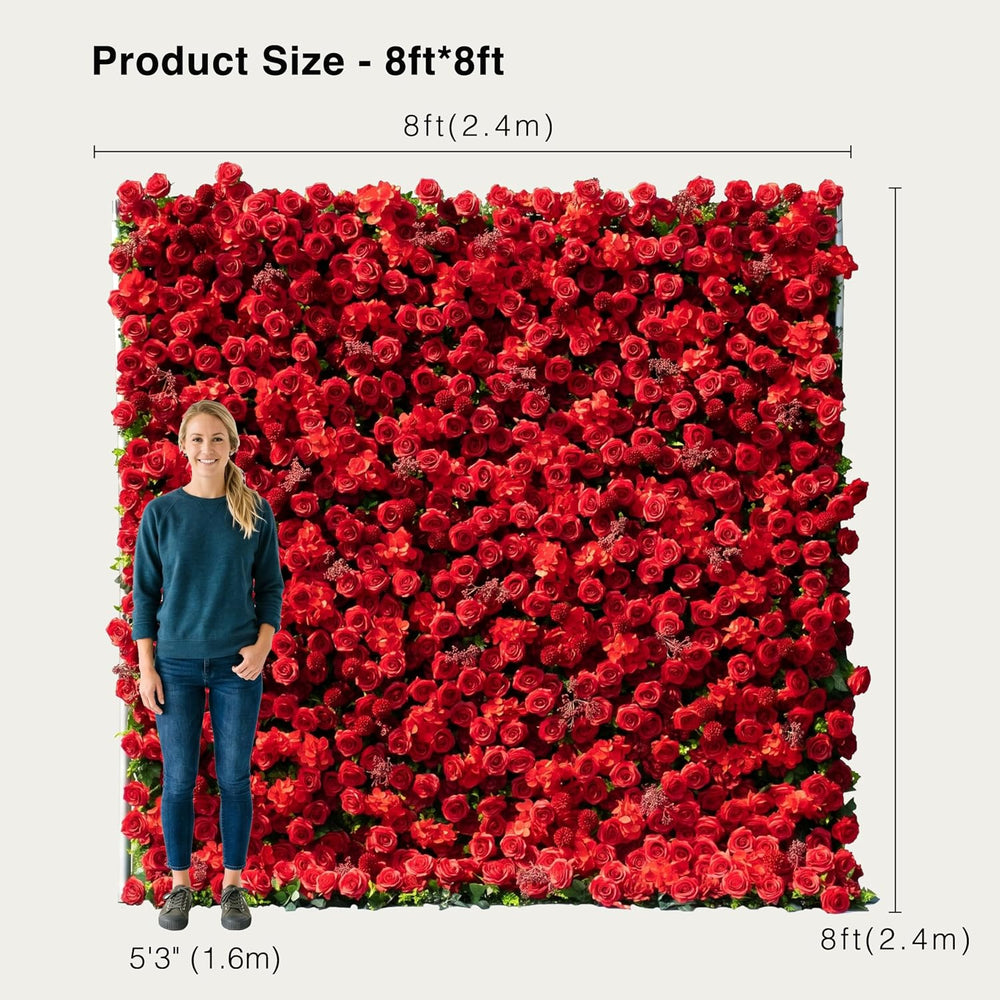 8ft*8ft Artificial Flower Wall Panels, Gorgeous 3D Silk Floral Backdrop