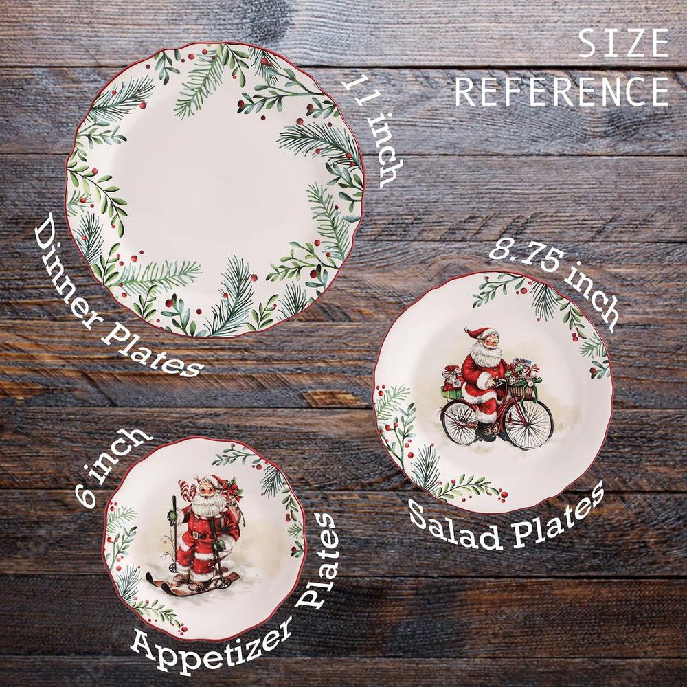 Bico Santa On The Way Scalloped Christmas Appetizer Plates Set of 6, 6 In