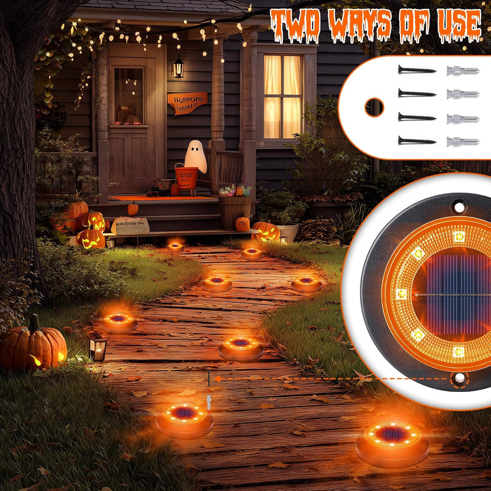 Solar Lights Outdoor Waterproof - Orange 12 Pack 2-in-1 Ground Lights