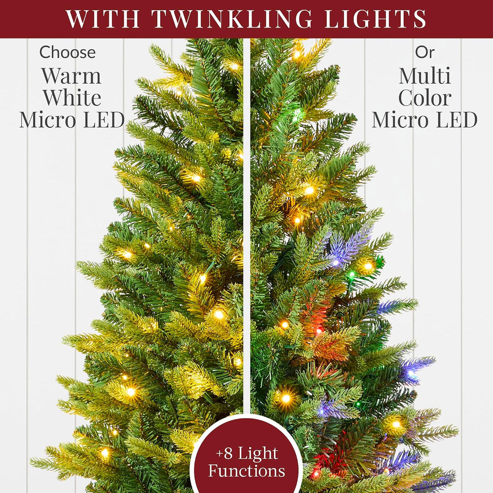 Best Choice Products Prelit Potted Pencil Christmas Tree, 6Ft Realistic Artif...