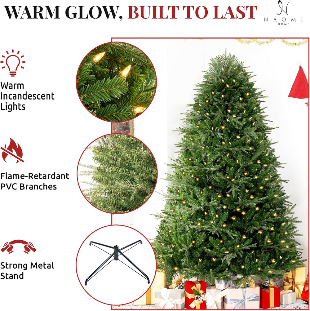 Naomi Home Camden 6.5 ft Pre-Lit Christmas Tree, 400 Warm Lights