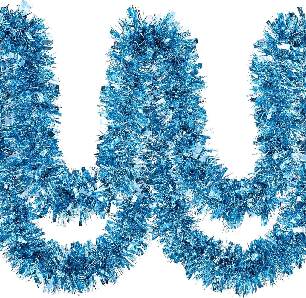Ceenna 150 Feet Christmas Tinsel Garland Metallic Twist, Light Blue