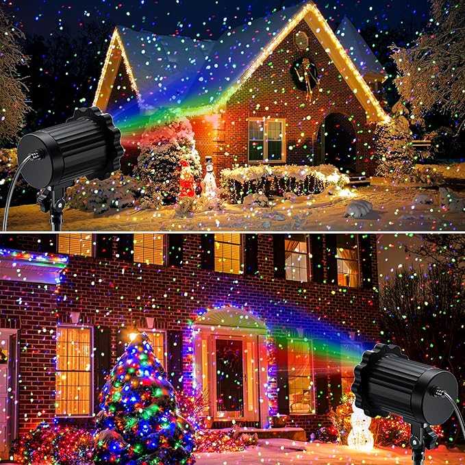 Christmas Projector Lights Outdoor, Garden Light Projector with Timer, Firefly Lights, IP65 Waterproof, Holiday Decoration for Halloween, Christmas, Home, Party, Garden Decor